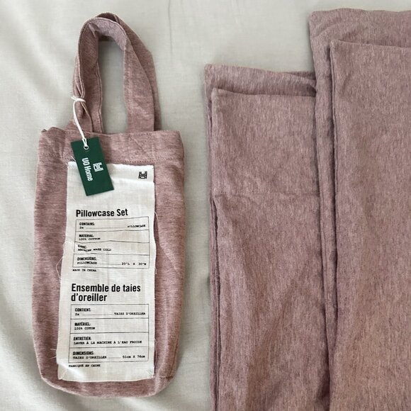 New UO T-Shirt Jersey Pillowcase Set of 2 in Dusty Rose/Lilac Heathered Knit - Picture 4 of 6